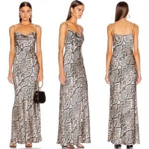 NWT L’AGENCE silk snakeskin cowl neck dress